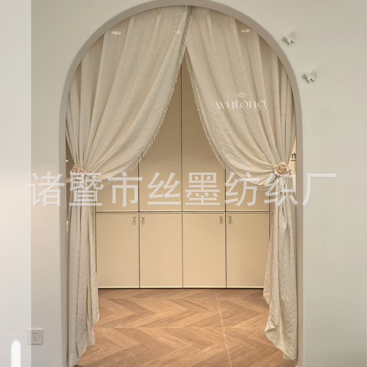 High-end Shimmer Beige Sheer Curtain, Light-Transmitting but Not See-Through, Door Curtain for Living Room Decorative Sheer Curtain, Bedroom Privacy Partition Curtain