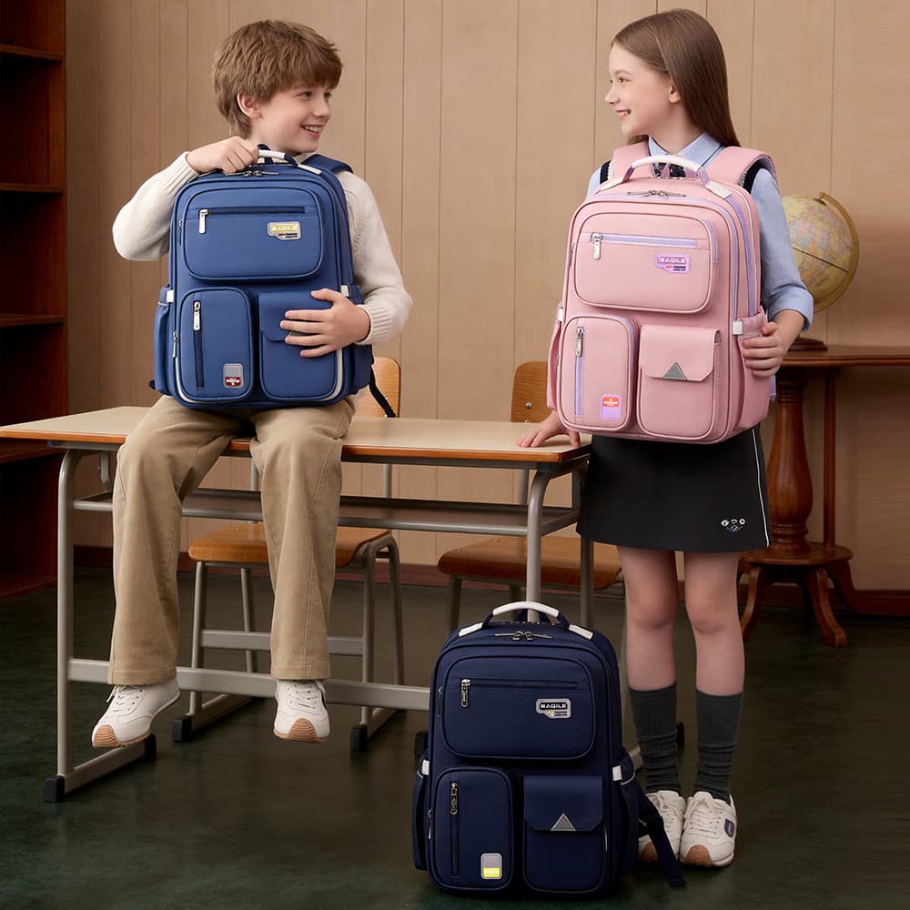 Baqile primary school schoolbag female first and sixth grade large capacity waterproof children's schoolbag burden-reducing spine protection backpack male