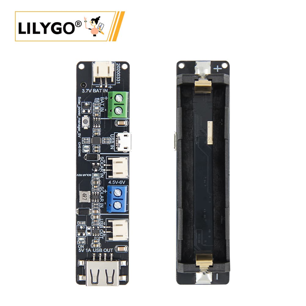 LILYGO® TTGO T-BAT Battery Holder CN3065 Solar and 18650 Battery Development Board Compatible