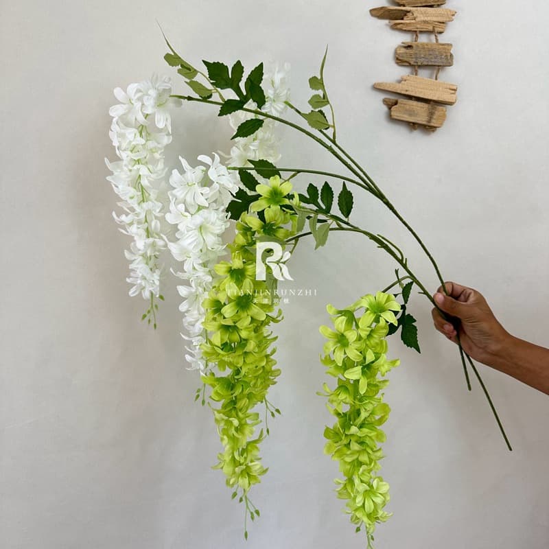 Wedding Ceiling Decoration Three-Branch Wisteria Artificial Flowers Fake Flowers Trendy Flower Wall Hanging Vine Photo Prop