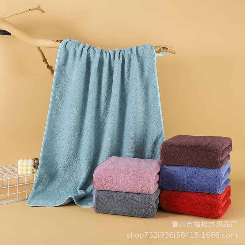 Cross-border wheat stripe towel bath towel for home use, adult extra thick double-sided absorbent wholesale coral fleece face towel bath towel.