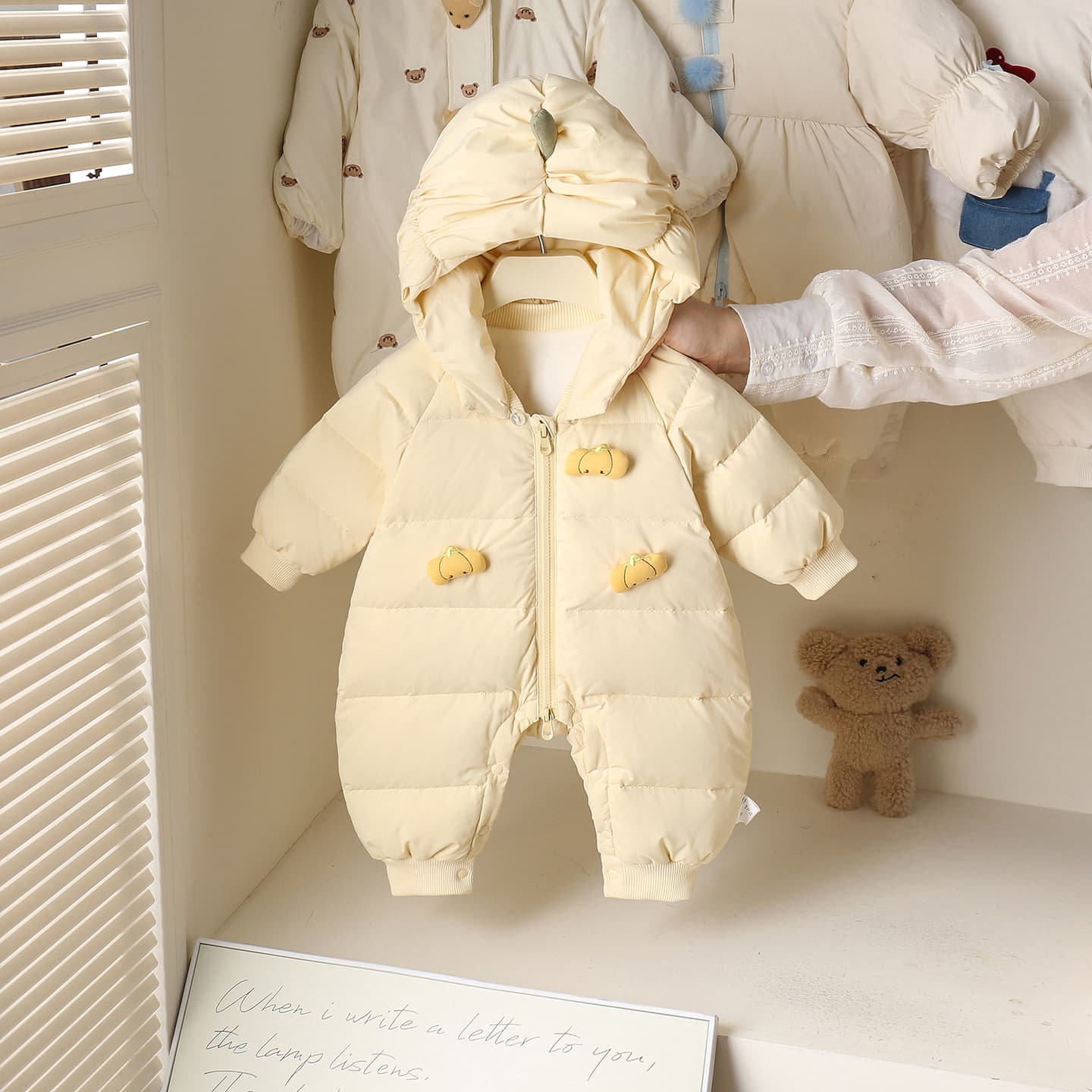 Baby Down Jumpsuit Winter Infant Outwear Small Month Old 90 White Duck Down Autumn Winter Swaddle Romper