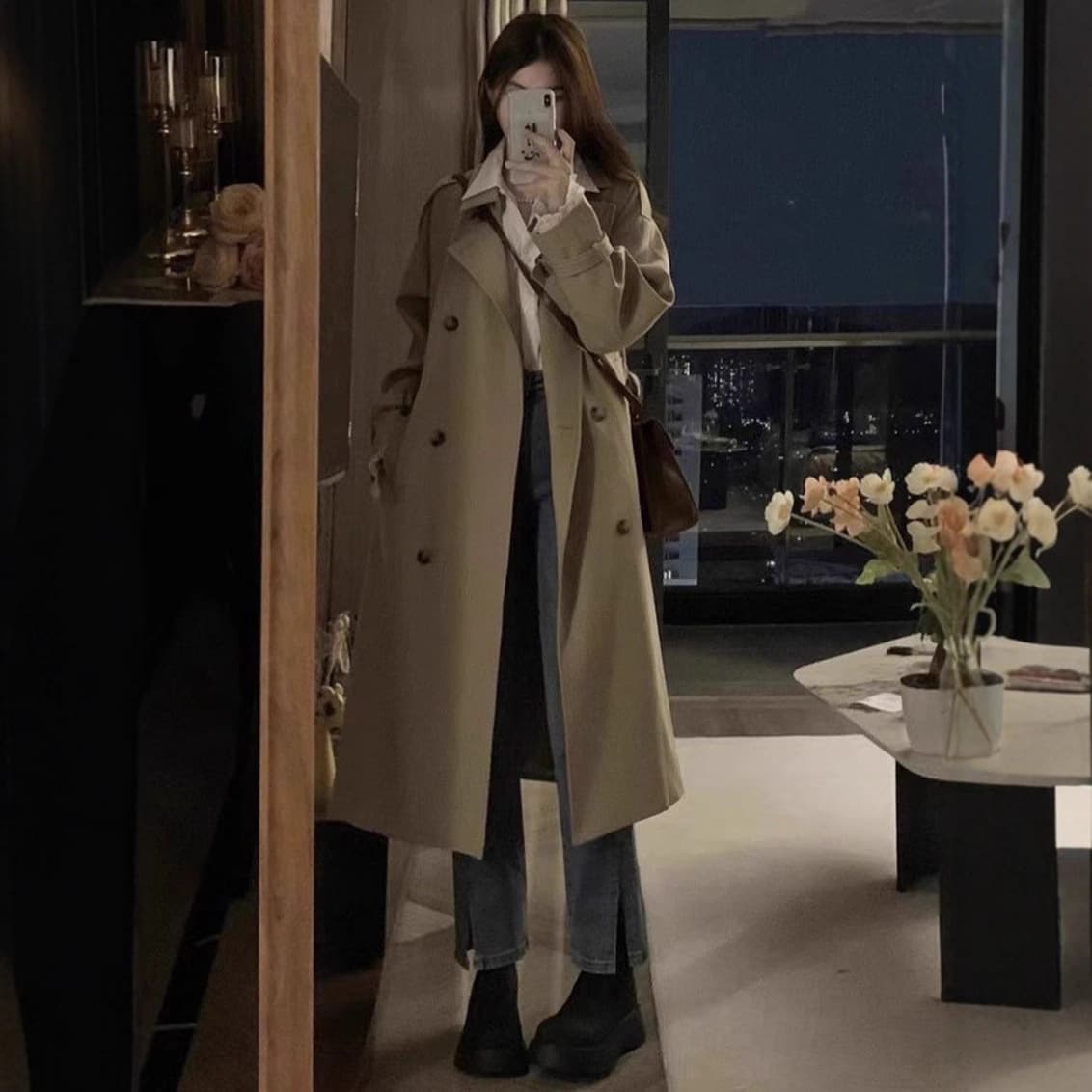 Khaki Trench Coat for Women Mid-Length 2025 Spring/Autumn New Arrival Korean Style Petite British Vibe High-End Coat