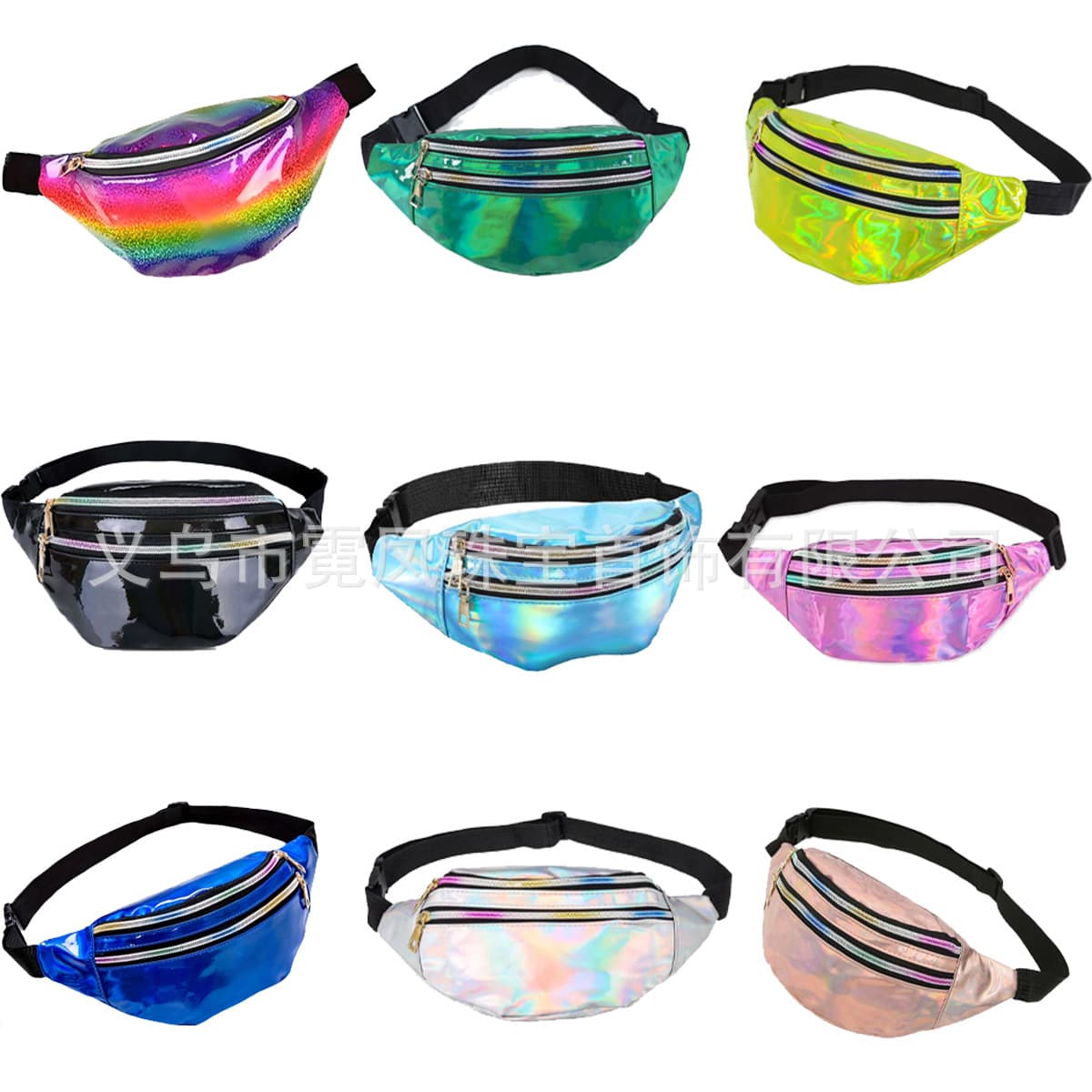 Leather glossy waist bag multi-color colorful PU waterproof chest bag music festival party crossbody bag outdoor running multi-layer