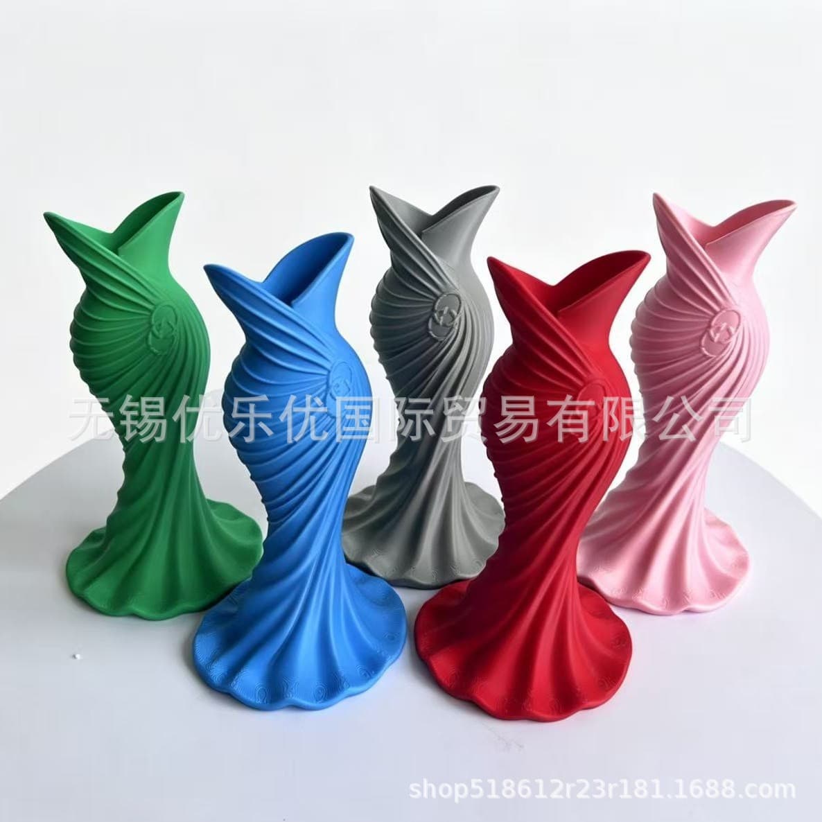 3D Printed Decorative Vase New Chinese Style Silk Waterproof Pink Export to Northern Europe Plastic Imitation Porcelain