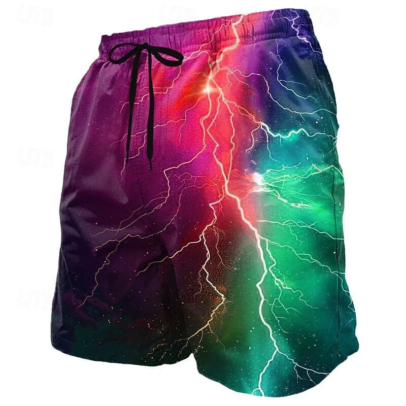 Cross-border European and American Men's Beach Shorts Hawaiian Vacation Surf Shorts 3D Flame Print Drawstring Shorts