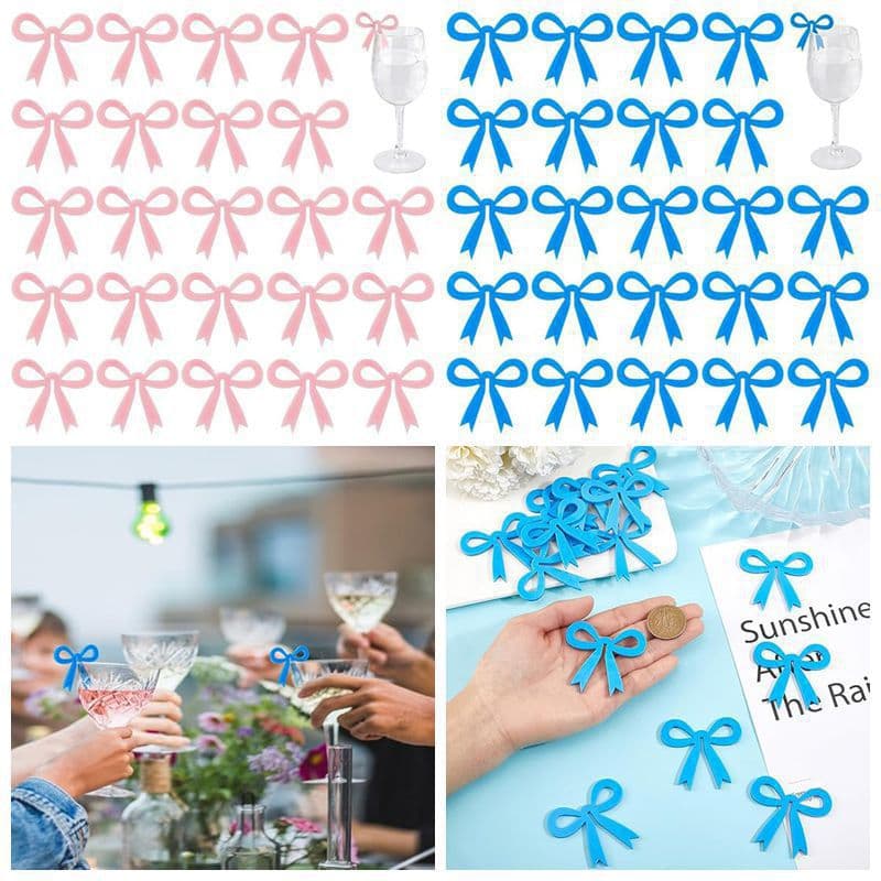 Cross-border Acrylic Bow-shaped and Other Shaped Drink Tags for Birthday, Wedding, and Party Decor