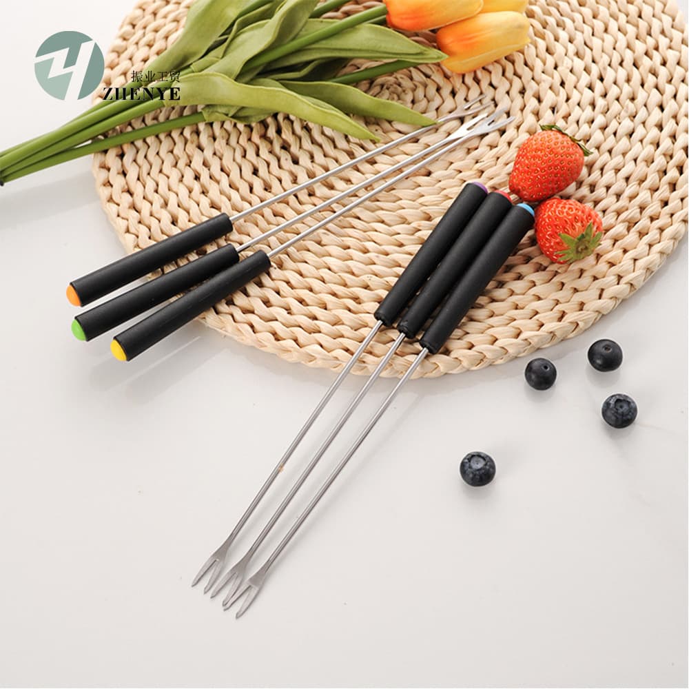 Stainless Steel BBQ Fork Chocolate Cheese Fondue Fork Fruit Dessert Fork