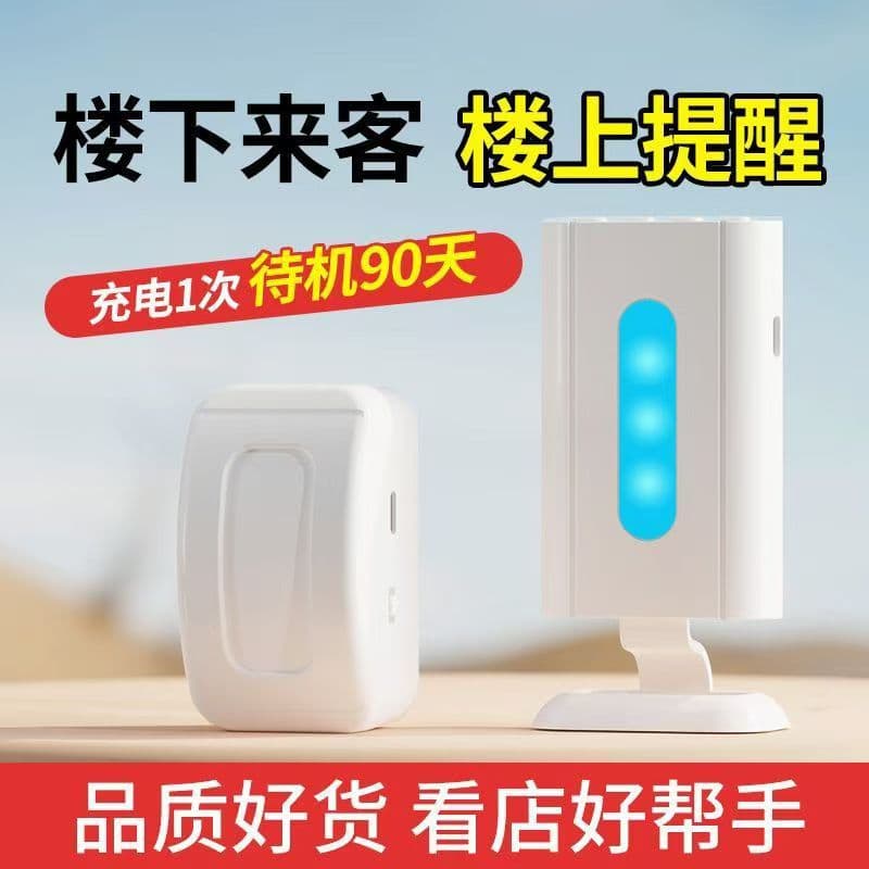 Supermarket entrance greets customers with a doorbell ringing a welcome sound; store entrance features energy-saving wireless door opening.