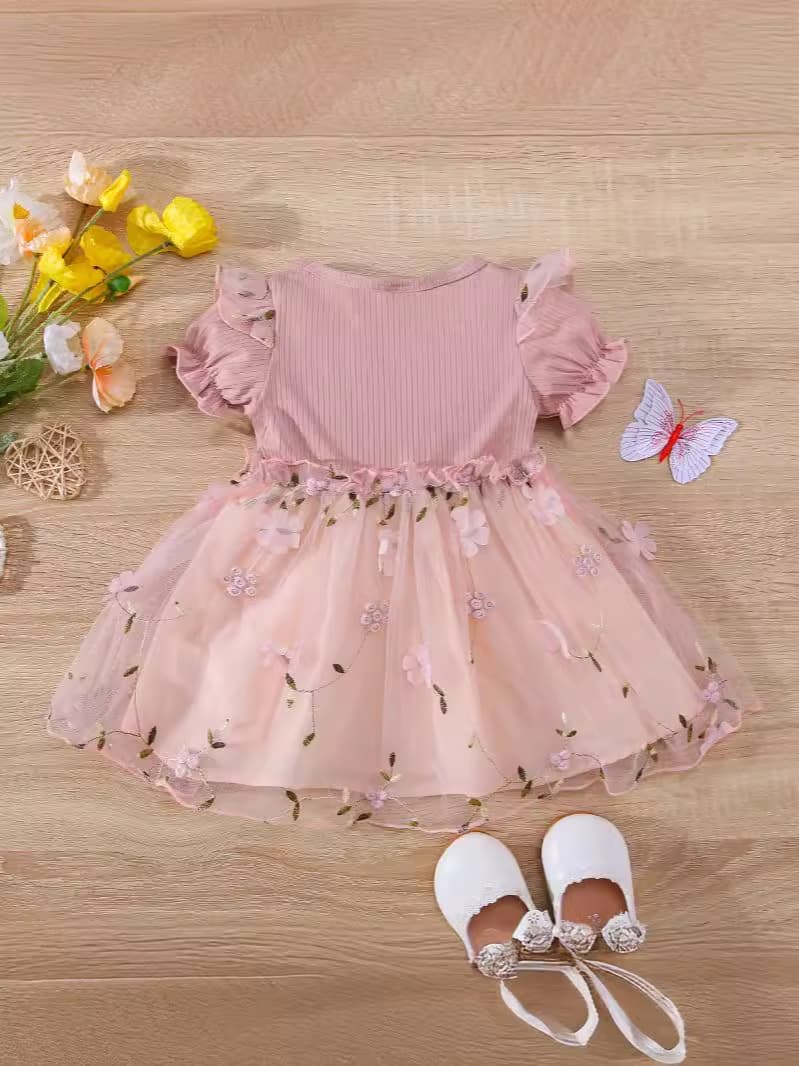 Girls' Dress 2026 Summer New Style Baby Girl Fashionable Short-Sleeve Princess Dress Fairy Tutu Tulle Skirt