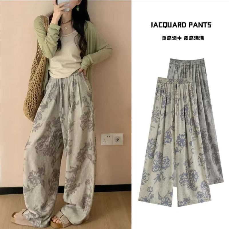 2025 New Women's Pants, Vintage French Style, Loose Draped Casual Trousers, Summer Thin Straight Leg Pants