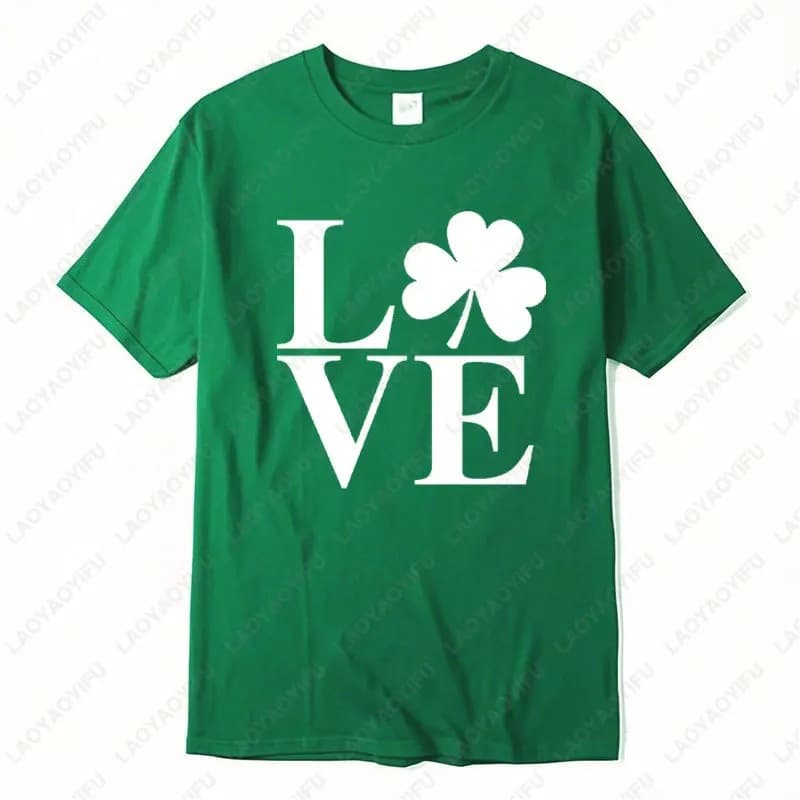 Cross-border European size cotton T-shirt, unisex, Irish-themed, fashion St. Patrick's Day gift, retro style