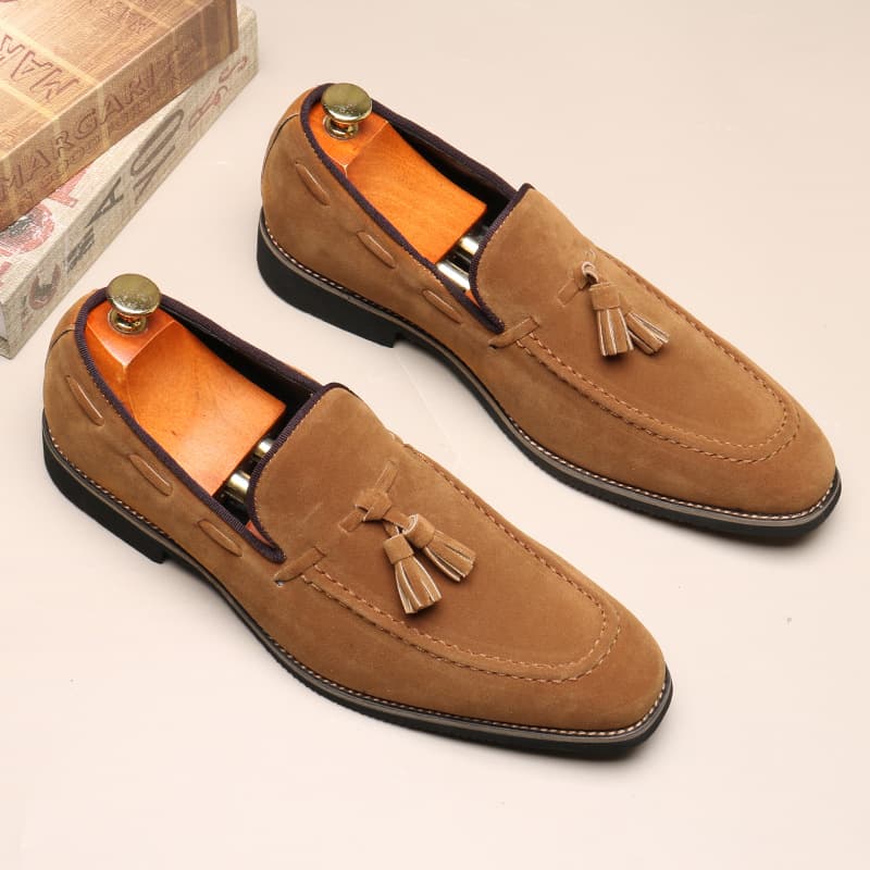 8609 Loafers Men's Tassel Loafers Pointed Toe Slip-On Casual Shoes British Style