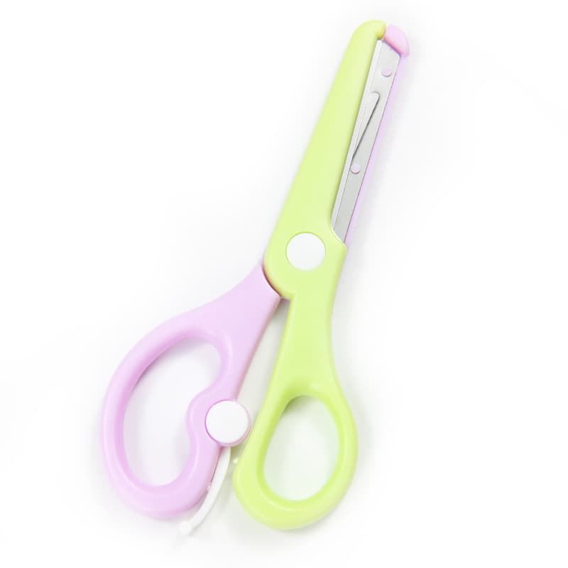 In Stock DIY Craft Scissors for Students Safety Scissors Anti-Pinch Spring-Loaded Kids Macaron Color Scissors