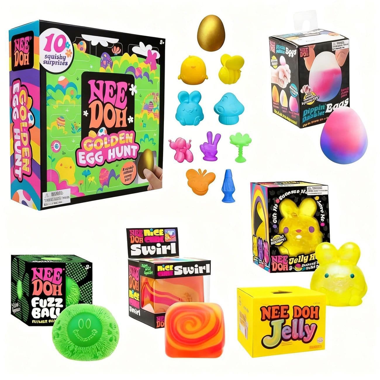 Cross-border New NeeDoh Golden Egg Treasure Hunt Game Children's Easter Fidget Spinner Toy Box with Mystery Small Door