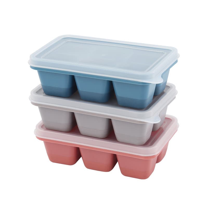 Ice Cube Tray with Lid, Stackable, Airtight, Odor-Proof Silicone Ice Mold, 6-Cell Mini, Cross-Border Exclusive