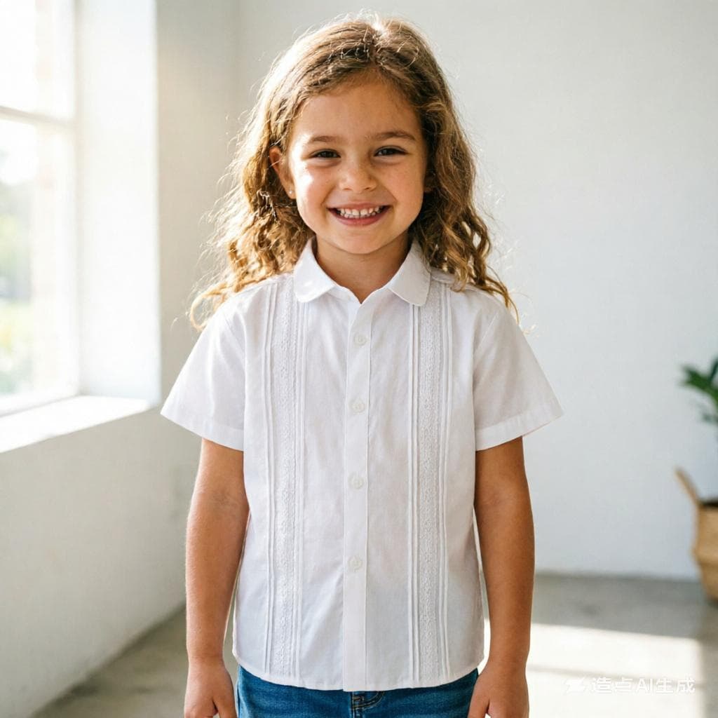 Girls' white shirt, pure cotton short-sleeved summer medium and large children's blue shirt, primary school student graduation performance school uniform