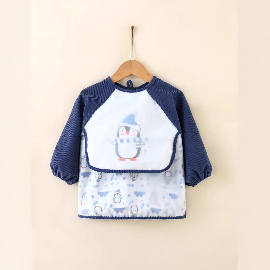New Style Children's Long Sleeve Autumn/Winter Upper Pocket Corduroy Stain-Resistant Back-Wearing Clothing Baby Apron Infant Protective Smock