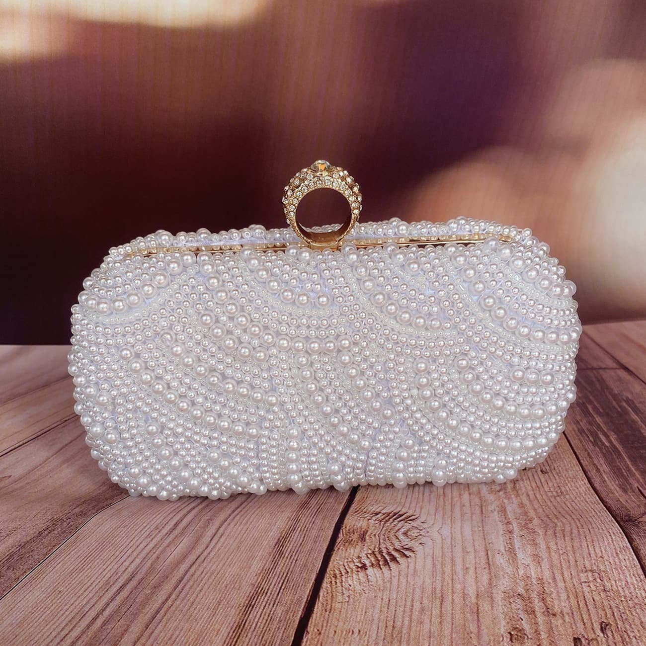 European and American Fashion Women's Rhinestone Banquet Evening Bag Crossbody Chain Bag Trendy Pearl Dress Clutch Light Luxury