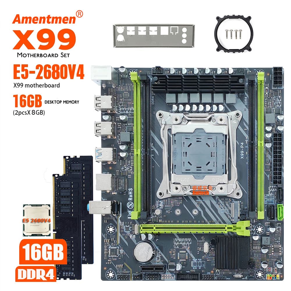 Drop shipping new X99 motherboard 2680V4 with 2x 8GB PC/REG memory desktop computer kit
