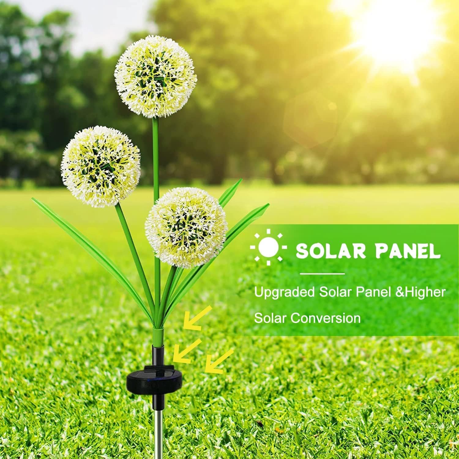 Cross-border Outdoor Simulated Allium Ball Lights, Three-head Dandelion Stake Lights with Solar Power for Garden Atmosphere
