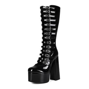 European and American Halloween Gothic High Heel Buckle Platform Chunky Heel Large Size 47 Women's High Boot Sandals