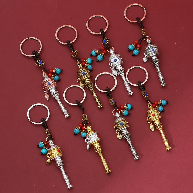 Alloy Prayer Wheel with Enamel Tibetan Ornaments, Ethnic Style Bag and Car Hangs, Manufacturer Wholesale Supply