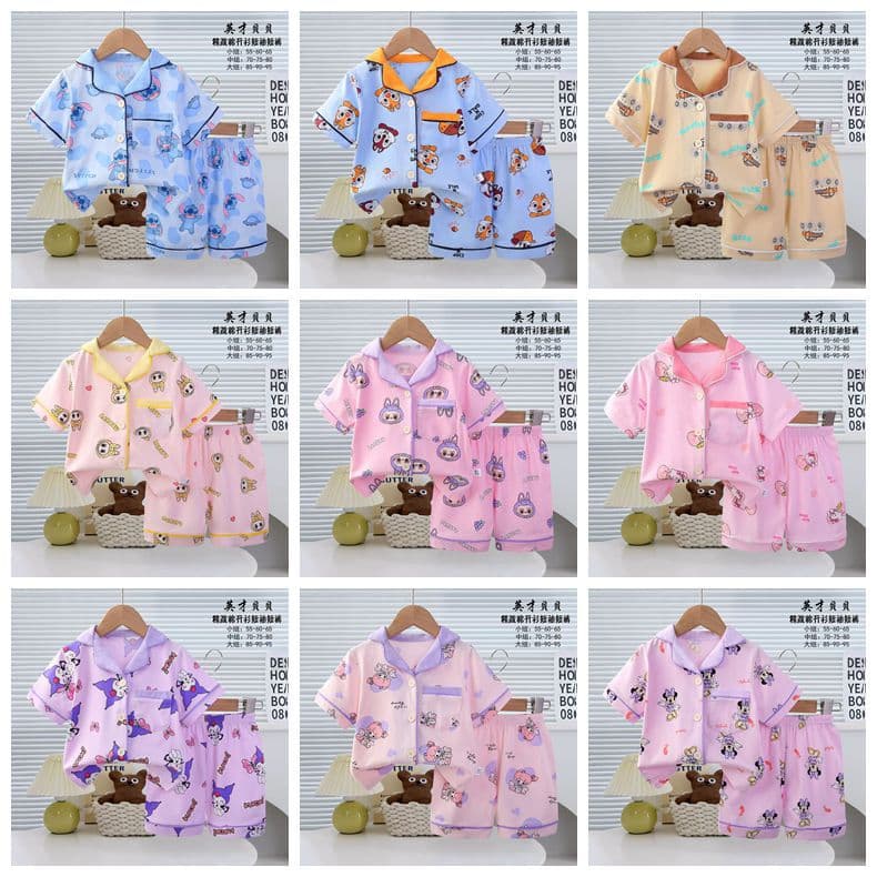 Kid's Pajamas 2026 Children's Casual Summer Sleepwear Short Sleeve Shorts Factory Direct Supply