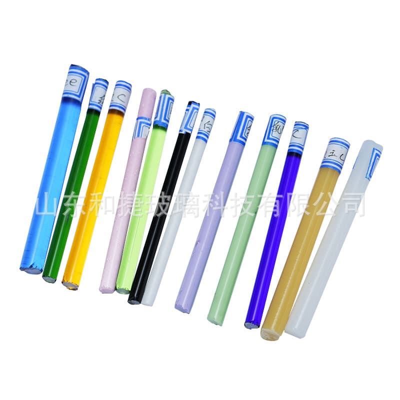 A Shandong manufacturer supplies large quantities of colored transparent borosilicate glass rods in 22 colors for architectural decoration.