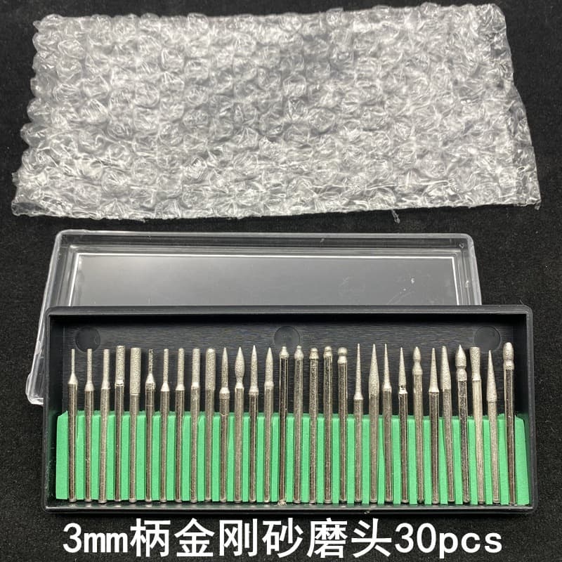 Diamond nail art kit, grinding head, 30pc diamond abrasive, green box, pre-treatment grinding head, nail art tools