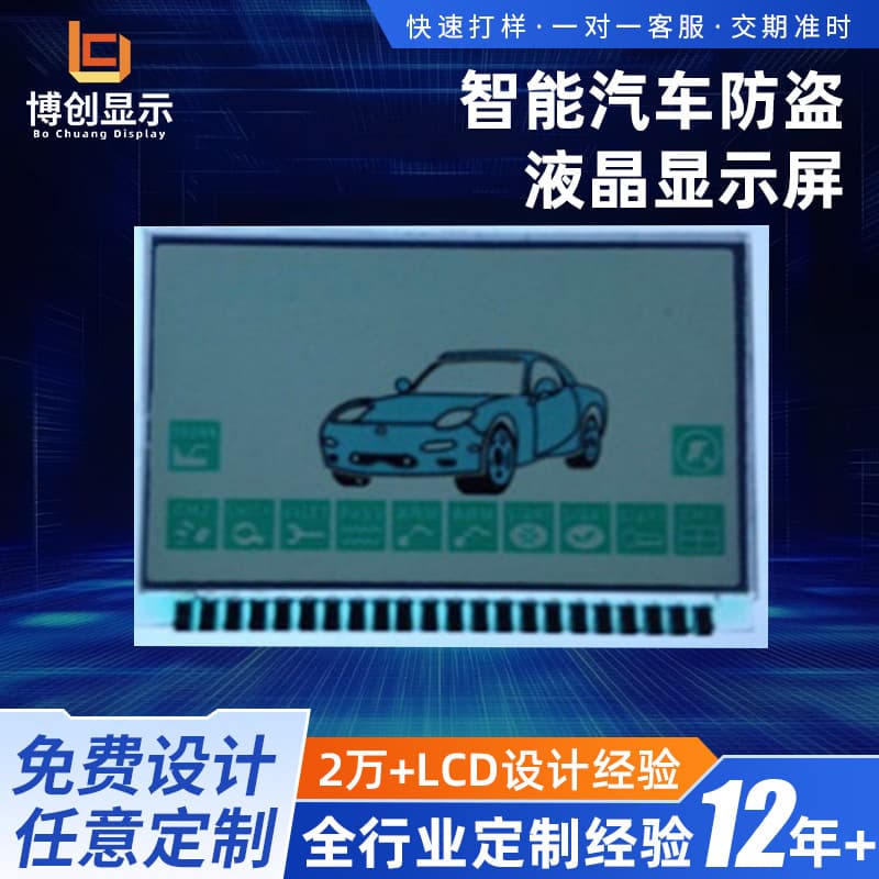 Custom LCD Segment Black and White TN Display, Car Key Segment LCD Screen, Automotive LCD Panel