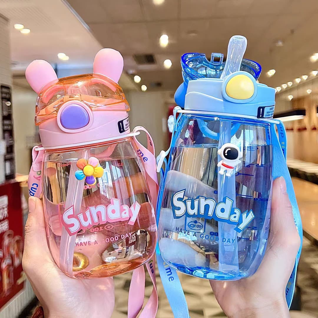 2026 New Straw Cup Trendy Kids Large Belly Cup Student Kindergarten Boys Girls Drop-proof Cartoon Summer Wholesale