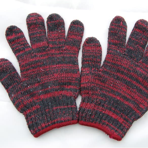 Hot-selling thickened red floral work gloves, 800g abrasion-resistant gloves, work protective gloves, wholesale.