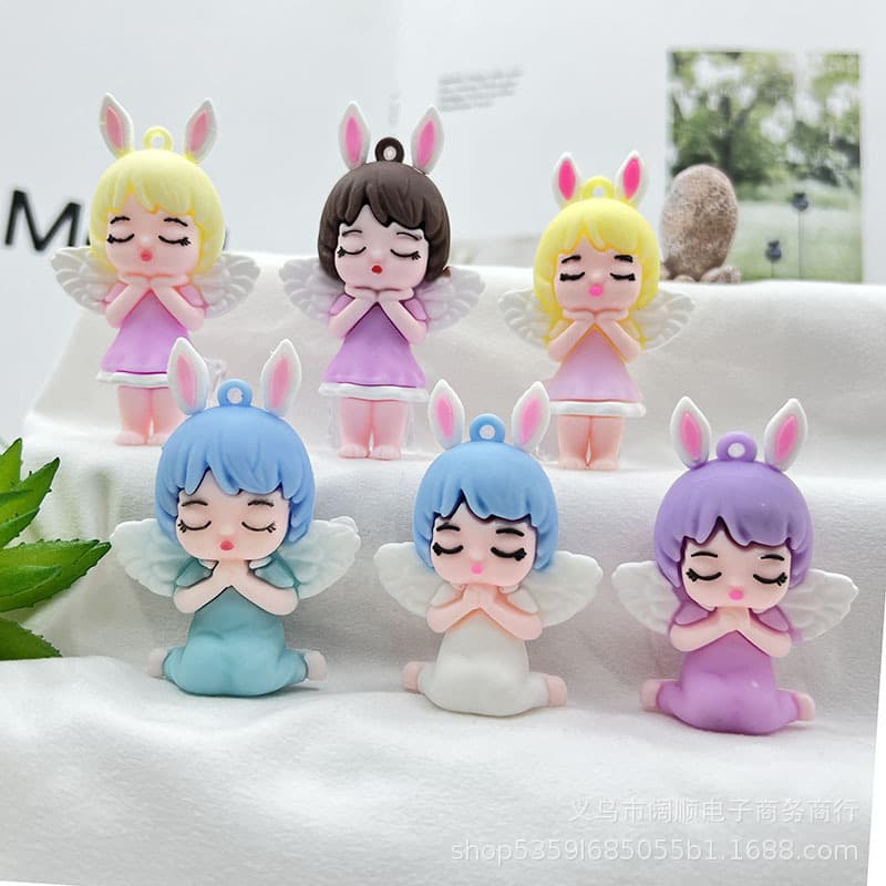Adorable Angel Girl Keychain Doll Wish Granting Girl Keychain Doll Silicone Drip Glaze Doll Keychain Gift for Children