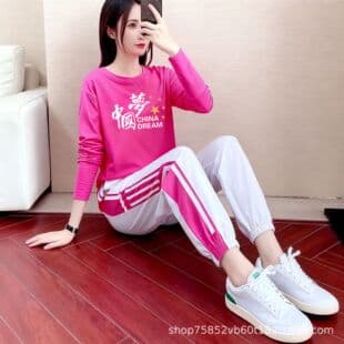 Round Neck Long Sleeve Square Dance Clothing, Spring/Autumn Thin Ghost Step Dance Sports Fitness Set, New Style for Dance Groups
