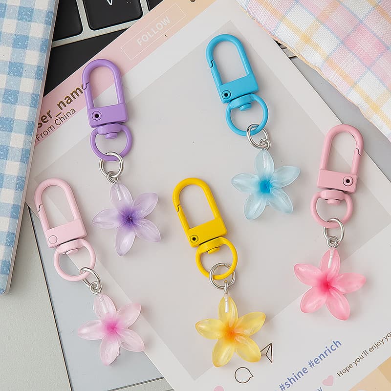 Colorful Transparent Small Flower Keychain, Ins Style Cute Key Pendant Bag Charm Earphone Bag Decoration