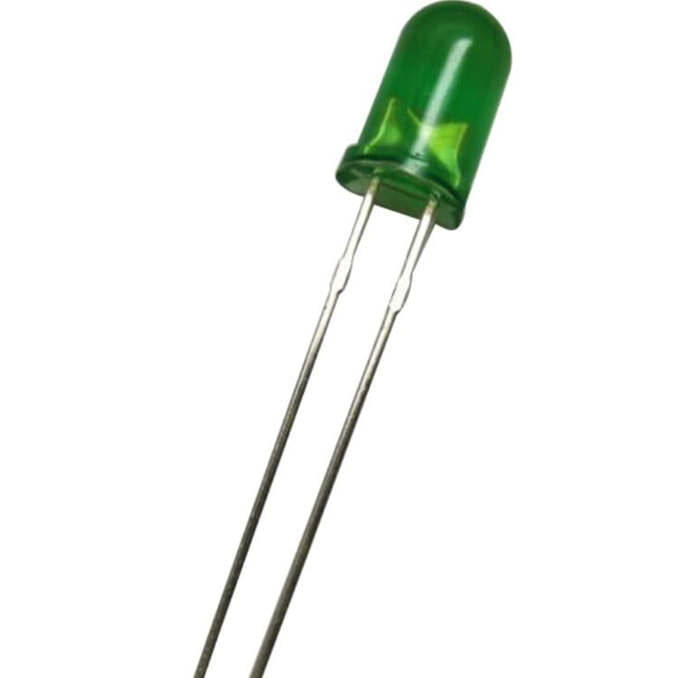 High-brightness through-hole LED beads, F5, with rounded edges, green LED light, 5mm emerald green light.