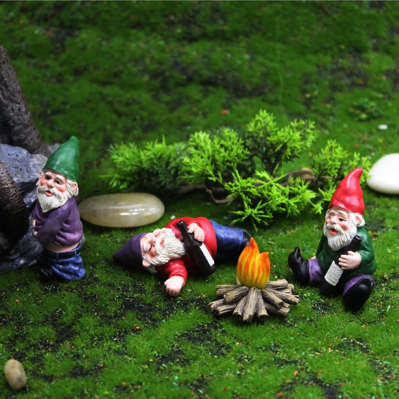 Cross-border Creative Drunken Gnome Decoration Bonsai Moss Garden Resin Christmas Miniature Landscape Cute Dwarf