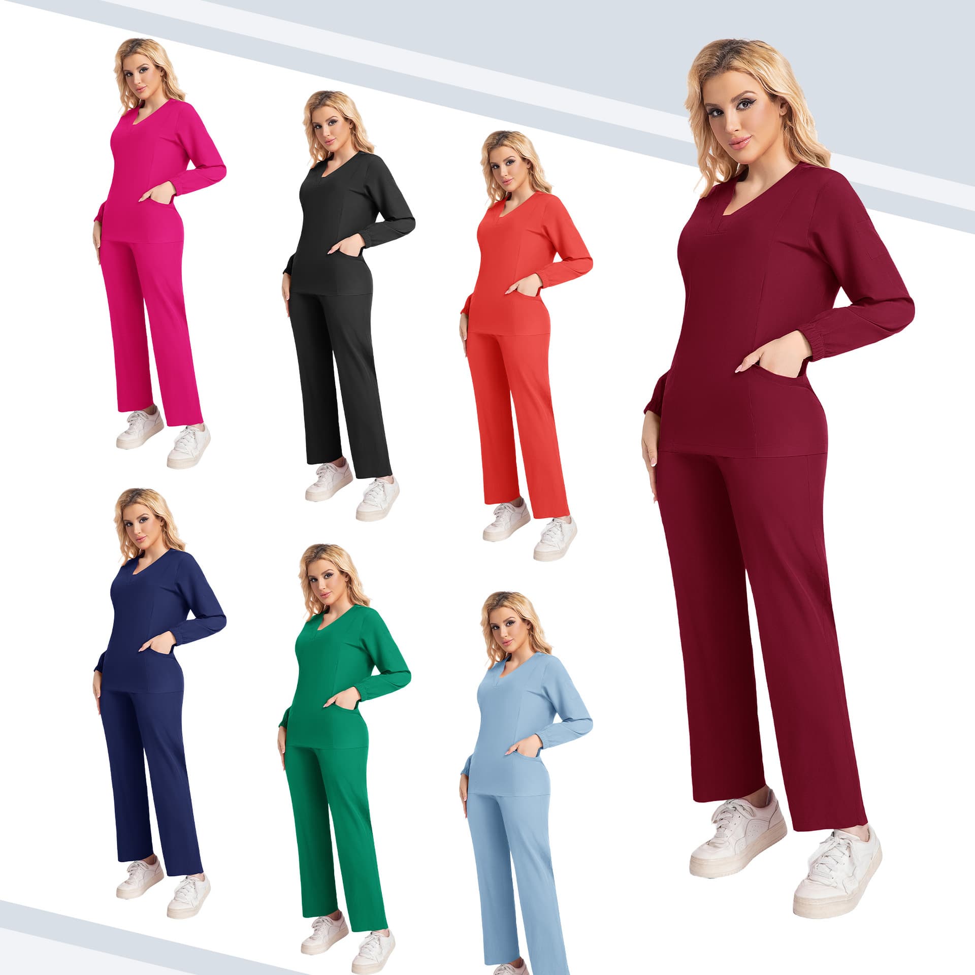 Amazon Scrub Top Nurse Uniform Medical Beauty Pet Dental Hospital Quick-Dry Sandwash Medical Workwear