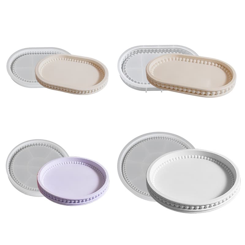 Round bubble bead edge tray plaster mold diy glue oval lace storage tray epoxy resin mold