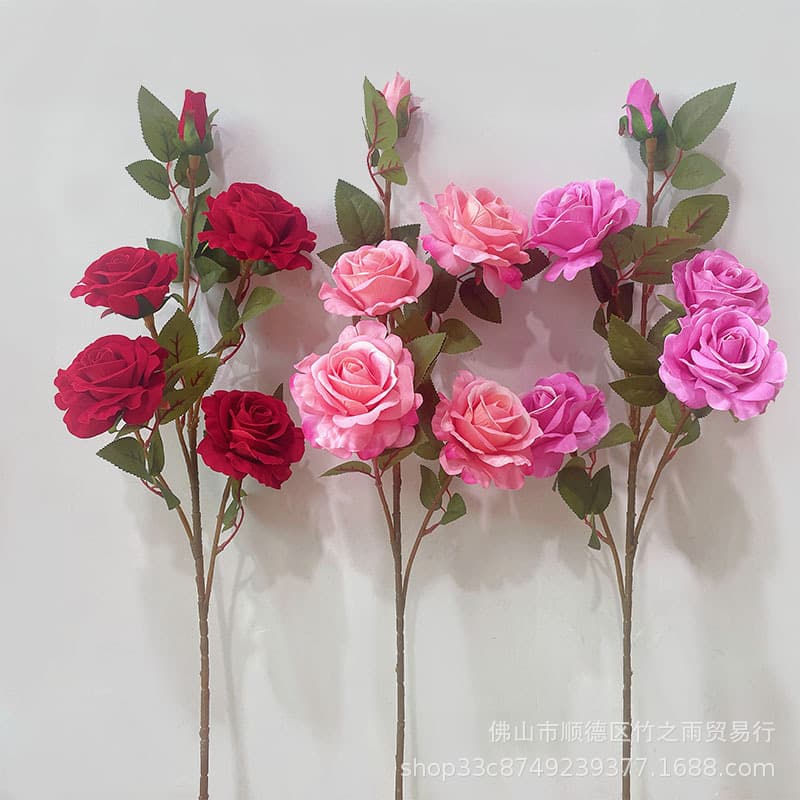 Plastic Artificial Rose Flower Simulation Flower Oversized Display Light Luxury High-End Living Room Premium Home Decor Manufacturer Wholesale