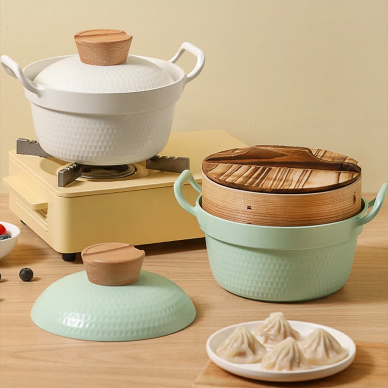 Instant noodle pot soup pot enamel stew pot enamel pot casserole dormitory double-ear steamer with lid electromagnetic gas enamel pot