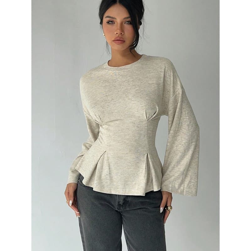 Cross-border European and American Fashion Women's Long-Sleeve T-Shirt 2026 Spring Summer Amazon Independent Station Foreign Trade Flare Sleeve Top