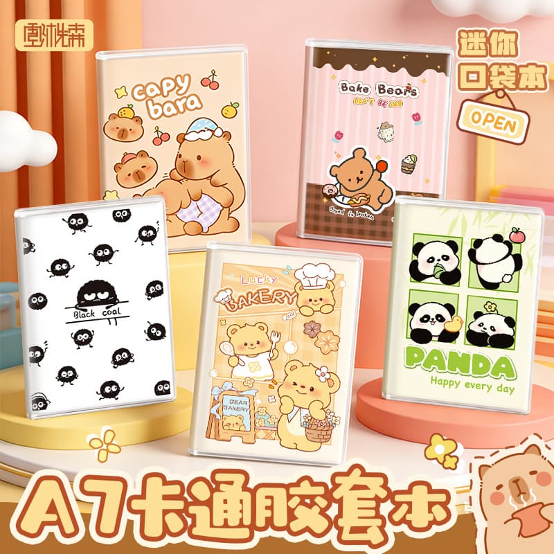 A7 cartoon plastic sleeve mini pocket notepad cute portable student office notes diary small book wholesale