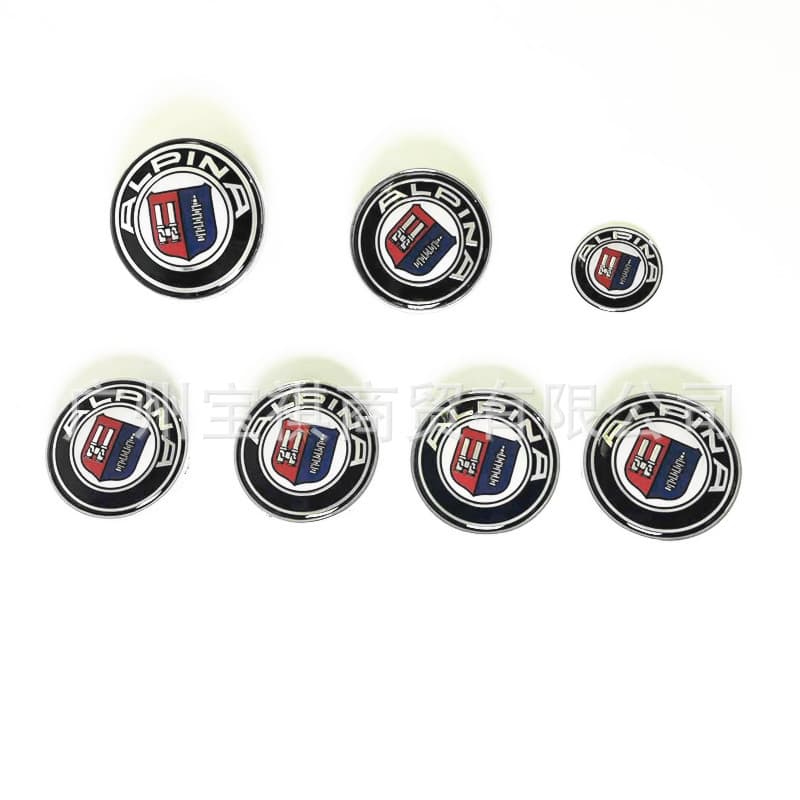 For BMW Resin Modified Alpina Emblem 7-Piece Set Front Rear Logo Steering Wheel ALPINA Badge