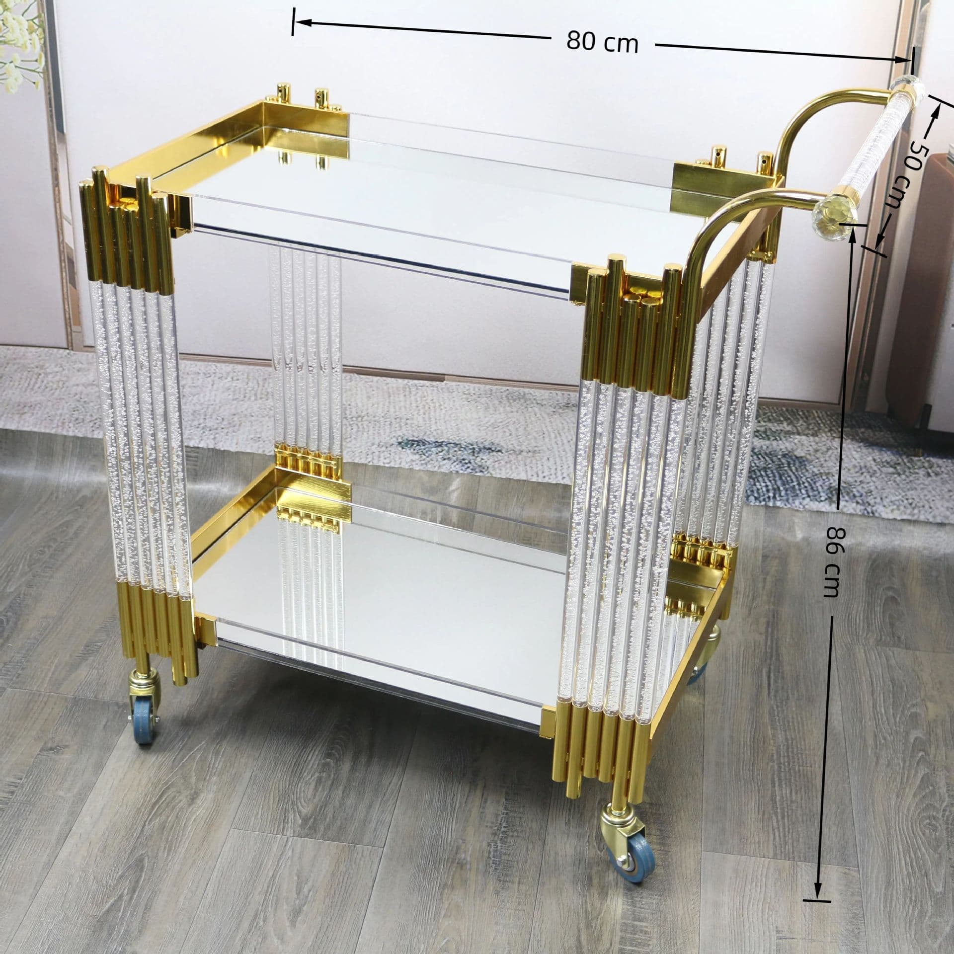 Factory direct sales of catering carts, acrylic glass wine carts, five-star hotel catering carts, acrylic stainless steel storage racks