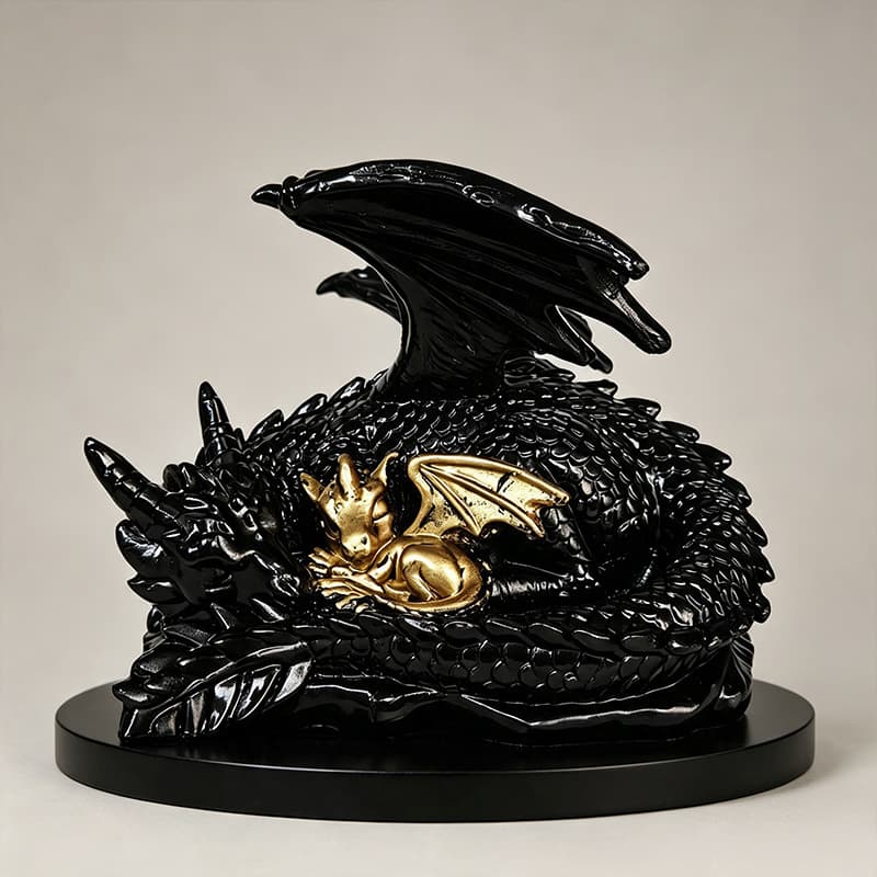 Cross-border new dragon mother and dragon son resin ornaments study decoration creative figures dark series living room crafts