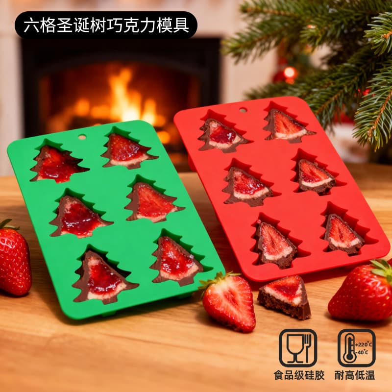 Cross-border Hot-Selling Christmas Tree Mold Food-Grade 6-Cavity Cake Decoration Mold DIY Silicone Baking Tool Silicone Baking Pan