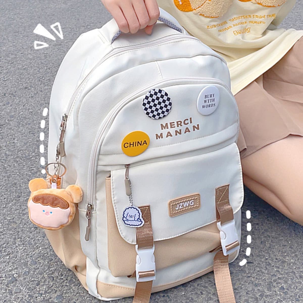 Japanese Workwear Style Color-Block Backpack for Girls, Junior High, High School, and College Students, Large Capacity Backpack, 2025 New Style, Double Shoulder Bag