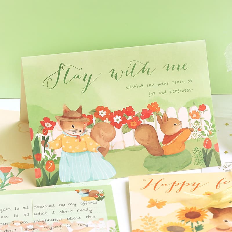 Teacher's Day Creative Letterhead Set Animo Garden Children's Birthday Blessing Gift Ribbon Thank You Envelope Greeting Card